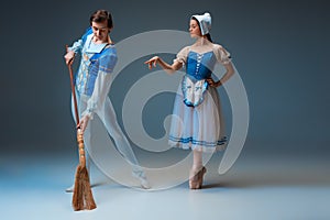 Young and graceful ballet dancers as Cinderella fairytail characters. photo