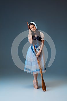 Young and graceful female ballet dancer as Cinderella fairytail character