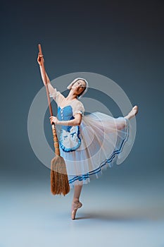 Young and graceful female ballet dancer as Cinderella fairytail character