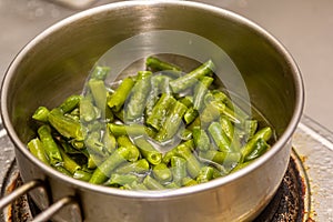 Young green bean, green bean pods, preparing the podole