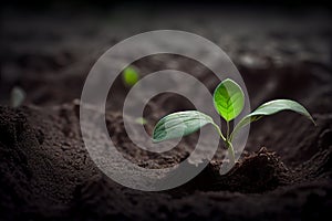 Young green sprout in the ground