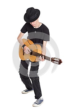Young guitarist playing guitar