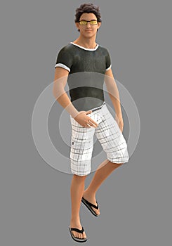 Young Guy in Beach Wear and Spectacles