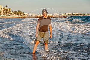 The young guy on Croissette Beach in Cannes
