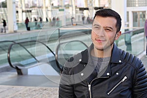 Young guy in train station