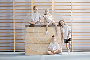 Young gymnasts during physical education