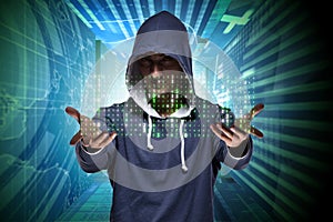 The young hacker in cyber security concept