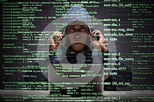 The young hacker in data security concept