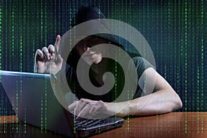 The young hacker in digital security concept