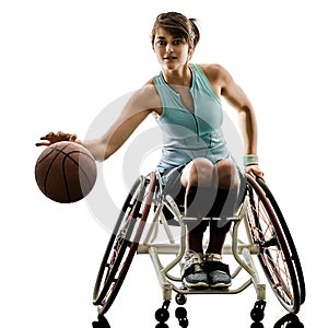 Young handicapped basket ball player woman wheelchair sport iso photo