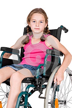 Young handicapped girl in a wheelchair