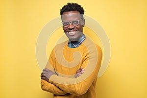 Young handsome african business man in glasses