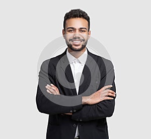 Young handsome business man isolated studio portrait