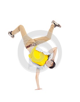 Young handsome man dancing stylish and cool breakdance photo