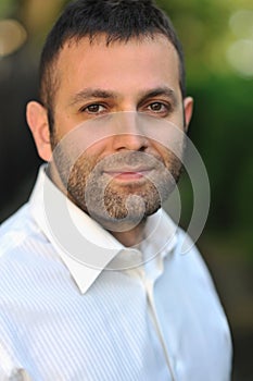 Young handsome man face - outdoors portrait