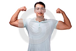 The young handsome man isolated on the white background