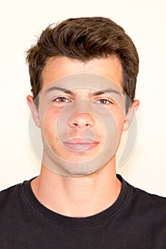 Young handsome man portrait for passport driver licence document id photo concept