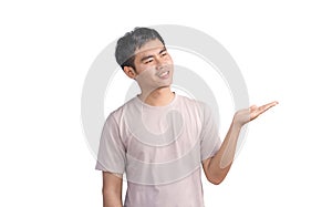 Young handsome man wearing a casual t-shirt standing over white background approving doing positive gestures with his hand,
