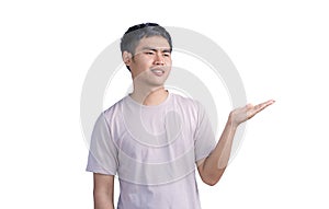 Young handsome man wearing a casual t-shirt standing over white background approving doing positive gestures with his hand,