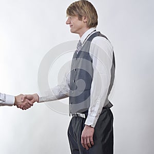 Young happy businessman, agreement