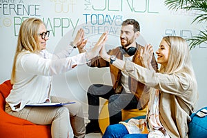 Young couple during the psychological counseling with psychologist