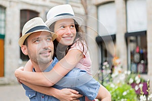 Young happy couple having fun on holidays