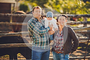 Young happy family having fun at countryside