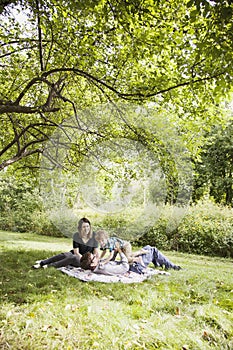 Young happy family playing