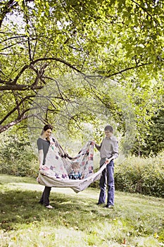 Young happy family playing