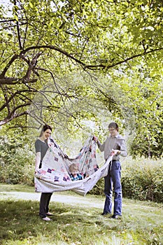 Young happy family playing