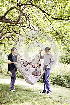 Young happy family playing