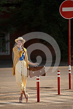 Young happy funny dressed woman