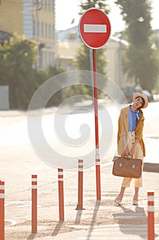 Young happy funny dressed woman