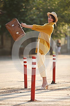 Young happy funny dressed woman