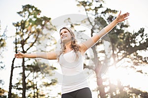 Young happy jogger cheering