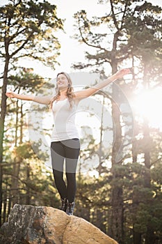 Young happy jogger feeling free
