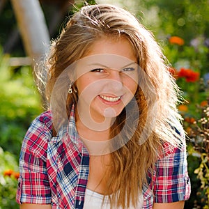 Young happy smiling teenage girl portrait