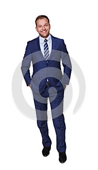 Young happy succesful businessman isolated on white