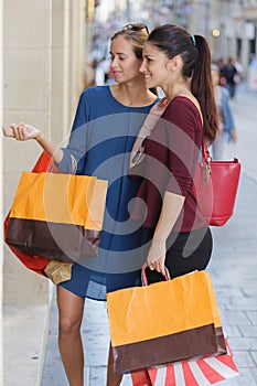 Young happy and wealthy women shopping