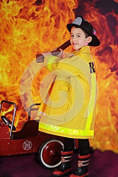 Young Hatchet Weilding Fireman