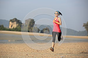 Young healthy lifestyle asian woman running