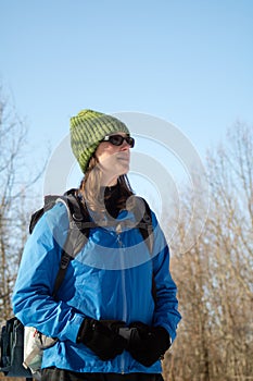 Young Hiking Women Portrait With Hat And Backpack2