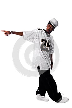 Young hip-hop dancer on white