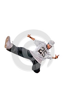 Young hip-hop dancer on white