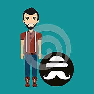 Young hipster man bowler hat and mustache