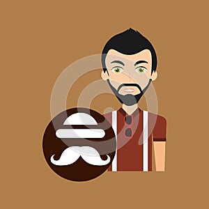 Young hipster man bowler hat and mustache