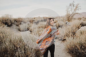Young hipster traveler girl in gypsy look