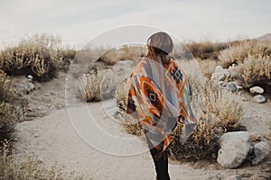 Young hipster traveler girl in gypsy look