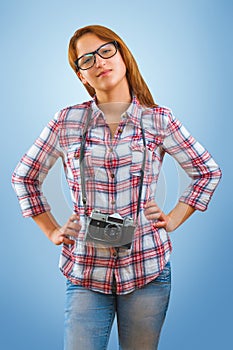 A young hipstergirl with camera