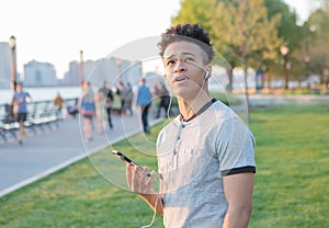 Young hispanic boy on the phone